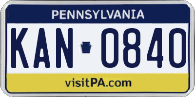 PA license plate KAN0840