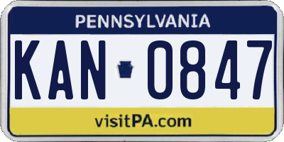 PA license plate KAN0847