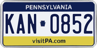 PA license plate KAN0852