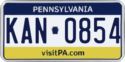 PA license plate KAN0854