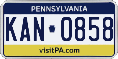 PA license plate KAN0858
