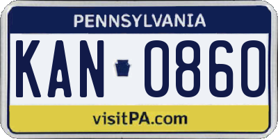 PA license plate KAN0860