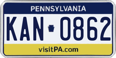 PA license plate KAN0862