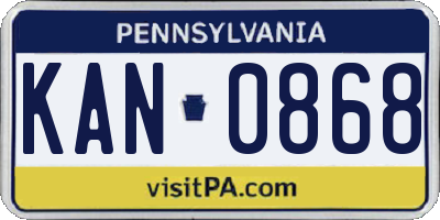 PA license plate KAN0868