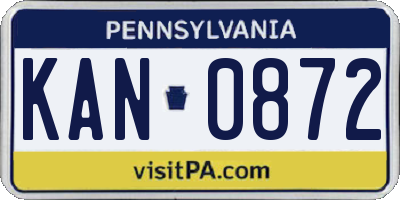 PA license plate KAN0872
