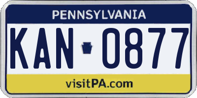 PA license plate KAN0877