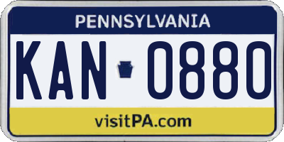 PA license plate KAN0880