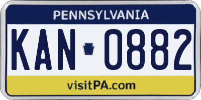 PA license plate KAN0882