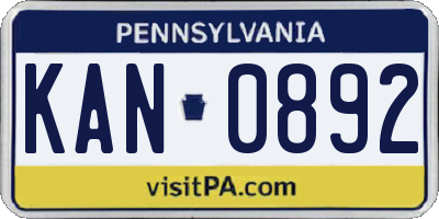 PA license plate KAN0892