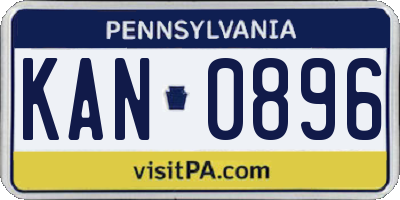 PA license plate KAN0896