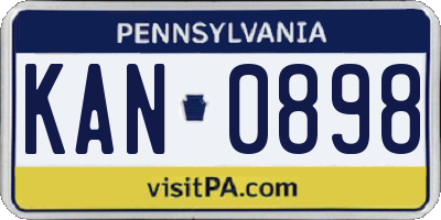 PA license plate KAN0898
