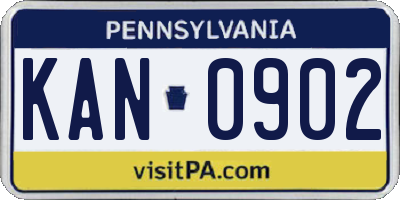 PA license plate KAN0902