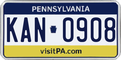 PA license plate KAN0908