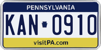 PA license plate KAN0910
