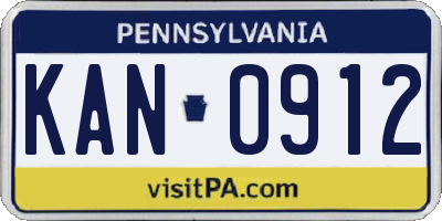PA license plate KAN0912