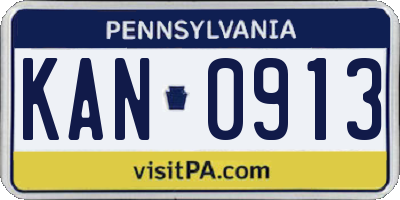 PA license plate KAN0913
