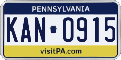 PA license plate KAN0915
