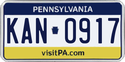PA license plate KAN0917