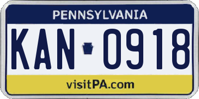 PA license plate KAN0918