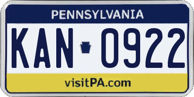 PA license plate KAN0922