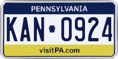 PA license plate KAN0924