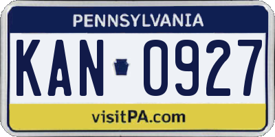 PA license plate KAN0927