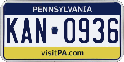 PA license plate KAN0936