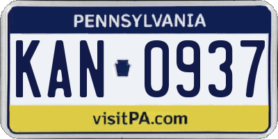 PA license plate KAN0937