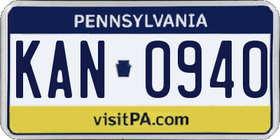 PA license plate KAN0940