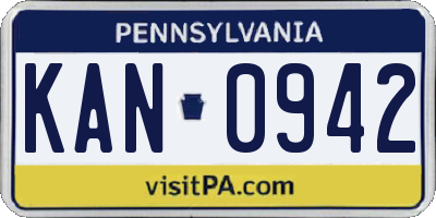 PA license plate KAN0942