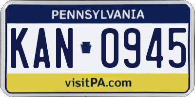 PA license plate KAN0945