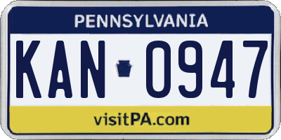 PA license plate KAN0947