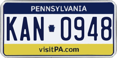 PA license plate KAN0948