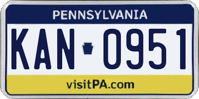 PA license plate KAN0951