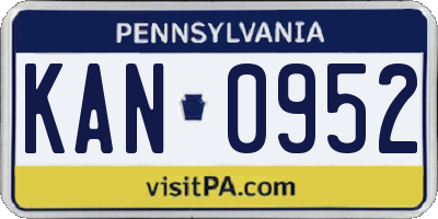 PA license plate KAN0952