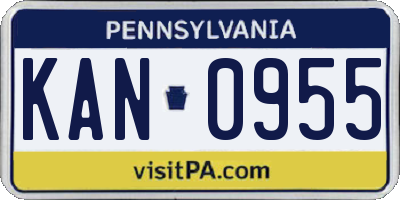 PA license plate KAN0955