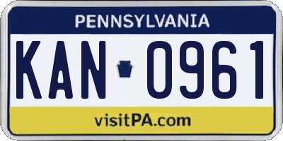 PA license plate KAN0961