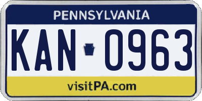 PA license plate KAN0963