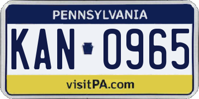 PA license plate KAN0965