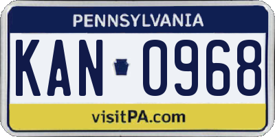 PA license plate KAN0968