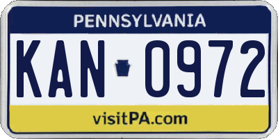 PA license plate KAN0972