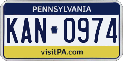 PA license plate KAN0974