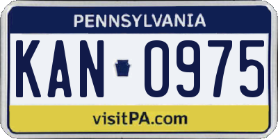 PA license plate KAN0975