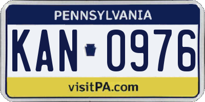 PA license plate KAN0976