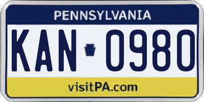 PA license plate KAN0980