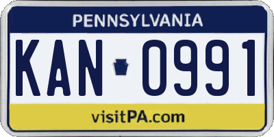 PA license plate KAN0991