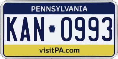 PA license plate KAN0993