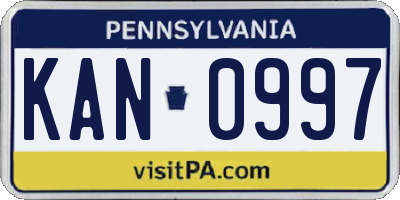 PA license plate KAN0997