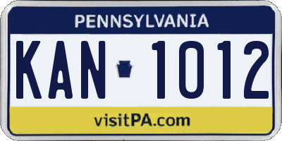 PA license plate KAN1012