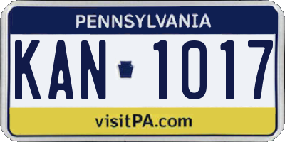 PA license plate KAN1017
